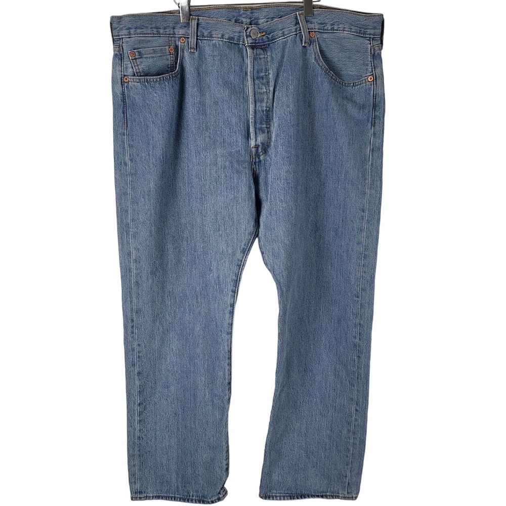 Levi's 501 Jeans 42x30 Mens Button Fly Straight Leg High Rise Light Wash Bottoms